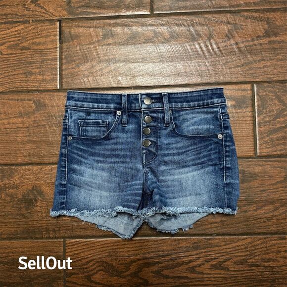 Mossimo Women's High Rise Button Fly Denim Shorts Blue Size 00 - Picture 1 of 4